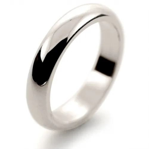 D Shaped Heavy - 4mm White Gold Wedding Ring (DSH4-W)